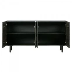 WOOOD Buffet Bas 4 Portes Sculptées En Bois Et Métal Noir -Boutique Maisons du Monde buffet bas 4 portes sculptees en bois et metal noir 3