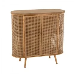 Meubles & Design Buffet Bas Arrondi Style Moderne Effet Cannage