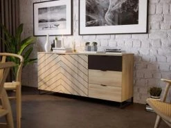 Alternative view of Bobochic Buffet Bas Contemporain 160 Cm Noir / Bois