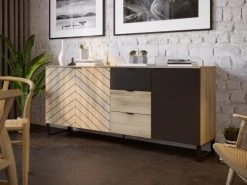 Alternative view of Bobochic Buffet Bas Contemporain 200 Cm Noir / Bois