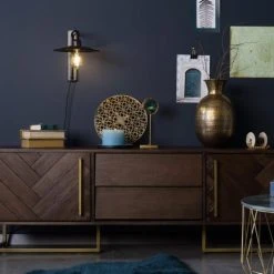 Alternative view of Dutchbone Buffet Bas En Bois D'acacia Marron Et Laiton