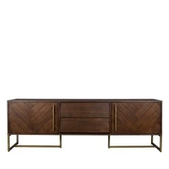 Dutchbone Buffet Bas En Bois D'acacia Marron Et Laiton
