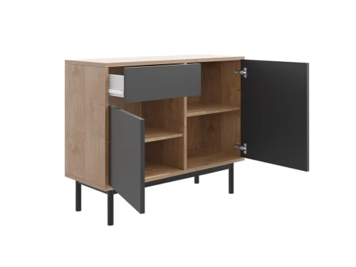 Best Mobilier Buffet Bas Industriel 104 Cm Bois / Gris 3 Best Mobilier Buffet Bas Industriel 104 Cm Bois / Gris – Image 3