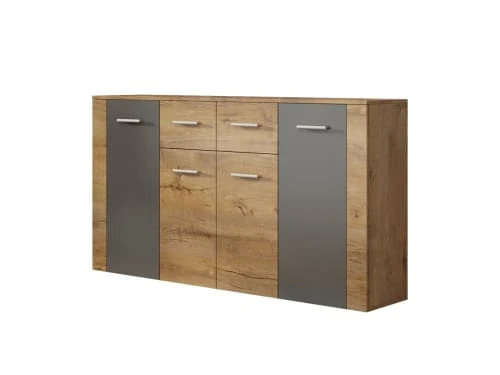 Best Mobilier Buffet Bas Industriel 150 Cm Bois / Gris 4 Best Mobilier Buffet Bas Industriel 150 Cm Bois / Gris – Image 4