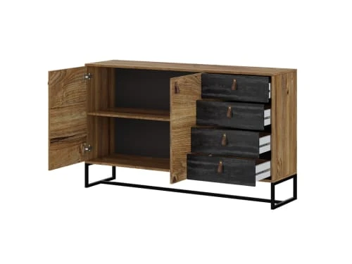 Best Mobilier Buffet Bas Industriel 153 Cm Bois / Gris 3 Best Mobilier Buffet Bas Industriel 153 Cm Bois / Gris – Image 3