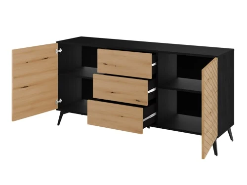Best Mobilier Buffet Bas Industriel 154 Cm Noir / Bois 4 Best Mobilier Buffet Bas Industriel 154 Cm Noir / Bois – Image 4
