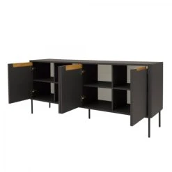 Meubles & Design Buffet Bas Moderne 4 Portes En Bois Gris -Boutique Maisons du Monde buffet bas moderne 4 portes en bois gris 3