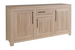 HELLIN Buffet Bas Moderne En Chêne Blanchi 3 Portes 1 Tiroir -Boutique Maisons du Monde buffet bas moderne en chene blanchi 3 portes 1 tiroir 2