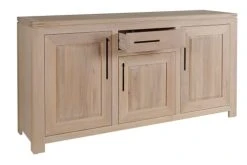 HELLIN Buffet Bas Moderne En Chêne Blanchi 3 Portes 1 Tiroir -Boutique Maisons du Monde buffet bas moderne en chene blanchi 3 portes 1 tiroir 3