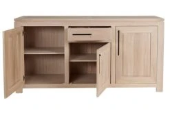 HELLIN Buffet Bas Moderne En Chêne Blanchi 3 Portes 1 Tiroir -Boutique Maisons du Monde buffet bas moderne en chene blanchi 3 portes 1 tiroir 4