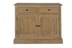 HELLIN Buffet Bas Parisien 2 Portes 2 Tiroirs En Chêne Massif Naturel