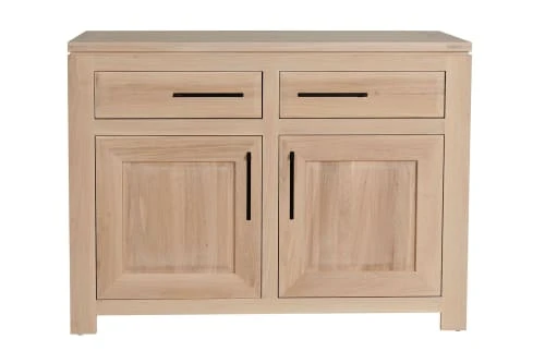 HELLIN Buffet Bas Parisien Moderne En Chêne Blanchi 2 Portes 2 Tiroirs 1 HELLIN Buffet Bas Parisien Moderne En Chêne Blanchi 2 Portes 2 Tiroirs