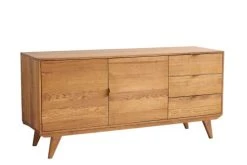 HELLIN Buffet Bas Rétro En Bois 2 Portes 3 Tiroirs L160 Bronze -Boutique Maisons du Monde buffet bas retro en bois 2 portes 3 tiroirs l160 bronze 5