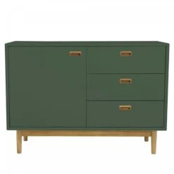 Meubles & Design Buffet Bas Scandinave 1 Portes 3 Tiroirs En Bois Vert