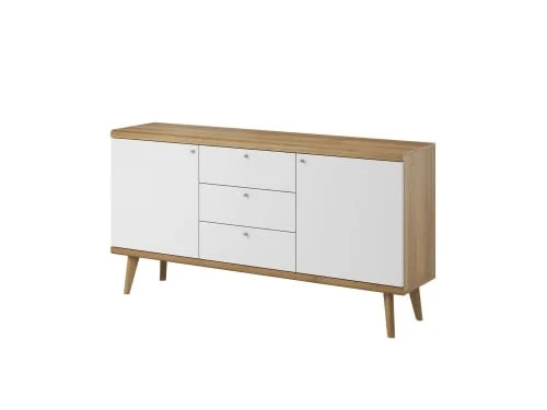Best Mobilier Buffet Bas Scandinave 160 Cm Bois / Blanc 2 Best Mobilier Buffet Bas Scandinave 160 Cm Bois / Blanc – Image 2