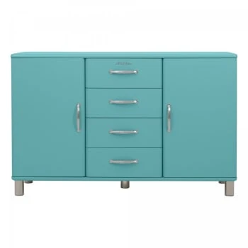 Meubles & Design Buffet Bas Style Rétro 2 Placards 4 Tiroirs Moutarde 6 Meubles & Design Buffet Bas Style Rétro 2 Placards 4 Tiroirs Moutarde – Image 6
