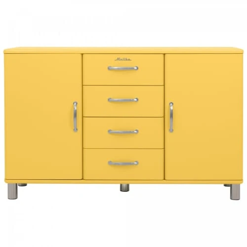 Meubles & Design Buffet Bas Style Rétro 2 Placards 4 Tiroirs Moutarde 1 Meubles & Design Buffet Bas Style Rétro 2 Placards 4 Tiroirs Moutarde