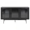 Meubles & Design Buffet Bas Vitré En Métal Noir 3 Portes