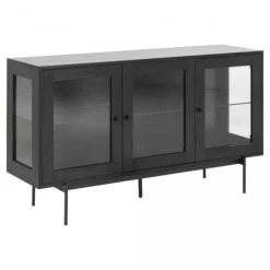 Meubles & Design Buffet Bas Vitré En Métal Noir 3 Portes -Boutique Maisons du Monde buffet bas vitre en metal noir 3 portes 2