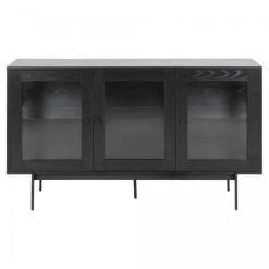 Meubles & Design Buffet Bas Vitré En Métal Noir 3 Portes