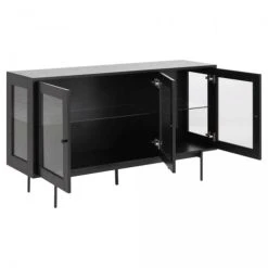 Meubles & Design Buffet Bas Vitré En Métal Noir 3 Portes -Boutique Maisons du Monde buffet bas vitre en metal noir 3 portes 3