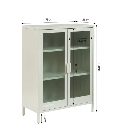 Pantone Buffet Beige Sable Portes En Verre Cannelé 3 Pantone Buffet Beige Sable Portes En Verre Cannelé – Image 3