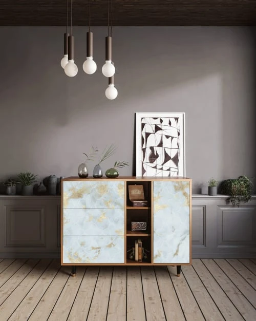 Storyz Buffet Blanc Clair 3 Tiroirs Et 1 Porte L 125 Cm 2 Storyz Buffet Blanc Clair 3 Tiroirs Et 1 Porte L 125 Cm – Image 2