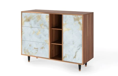 Storyz Buffet Blanc Clair 3 Tiroirs Et 1 Porte L 125 Cm 3 Storyz Buffet Blanc Clair 3 Tiroirs Et 1 Porte L 125 Cm – Image 3