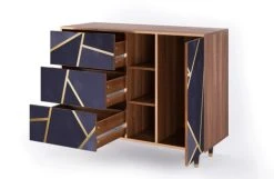 Storyz Buffet Bleu 3 Tiroirs Et 1 Porte L 125 Cm -Boutique Maisons du Monde buffet bleu 3 tiroirs et 1 porte l 125 cm 4