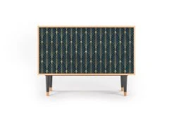 Storyz Buffet Bleu Et Jaune 3 Tiroirs Et 1 Porte L 115 Cm