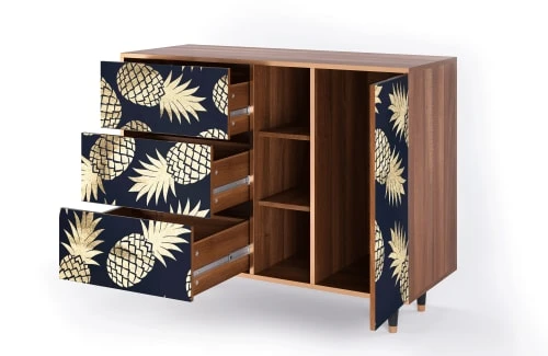 Storyz Buffet Bleu Et Jaune 3 Tiroirs Et 1 Porte L 125 Cm 6 Storyz Buffet Bleu Et Jaune 3 Tiroirs Et 1 Porte L 125 Cm – Image 6