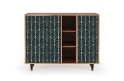 Storyz Buffet Bleu Et Jaune 3 Tiroirs Et 1 Porte L 125 Cm