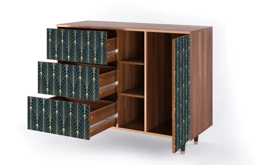 Storyz Buffet Bleu Et Jaune 3 Tiroirs Et 1 Porte L 125 Cm 6 Storyz Buffet Bleu Et Jaune 3 Tiroirs Et 1 Porte L 125 Cm – Image 6