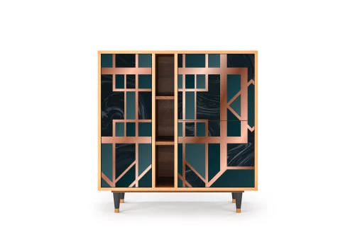 Storyz Buffet Bleu-vert 3 Portes L 94 Cm 1 Storyz Buffet Bleu-vert 3 Portes L 94 Cm