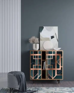 Alternative view of Storyz Buffet Bleu-vert 3 Portes L 94 Cm