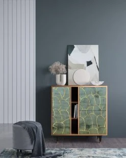 Alternative view of Storyz Buffet Bleu-vert 3 Portes L 94 Cm