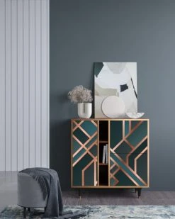 Alternative view of Storyz Buffet Bleu-vert 3 Portes L 94 Cm