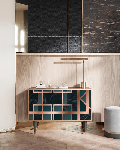 Storyz Buffet Bleu-vert 3 Tiroirs Et 1 Porte L 115 Cm 2 Storyz Buffet Bleu-vert 3 Tiroirs Et 1 Porte L 115 Cm – Image 2
