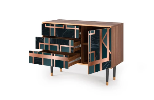 Storyz Buffet Bleu-vert 3 Tiroirs Et 1 Porte L 115 Cm 6 Storyz Buffet Bleu-vert 3 Tiroirs Et 1 Porte L 115 Cm – Image 6