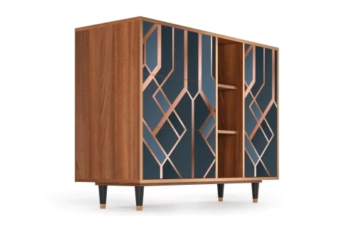 Storyz Buffet Bleu-vert 3 Tiroirs Et 1 Porte L 125 Cm 4 Storyz Buffet Bleu-vert 3 Tiroirs Et 1 Porte L 125 Cm – Image 4