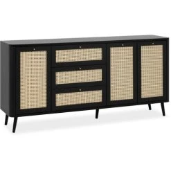 HOMIFAB Buffet Cannage Et Effet Bois Noir 175 Cm -Boutique Maisons du Monde buffet cannage et effet bois noir 175 cm 3