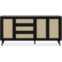 HOMIFAB Buffet Cannage Et Effet Bois Noir 175 Cm -Boutique Maisons du Monde buffet cannage et effet bois noir 175 cm padang 1