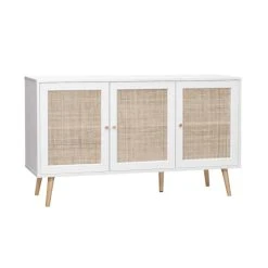 Alice's Garden Buffet De Rangement En Cannage, Blanc - 120x39x70cm