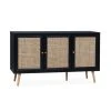 Alice's Garden Buffet De Rangement En Cannage, Noir - 120x39x70cm