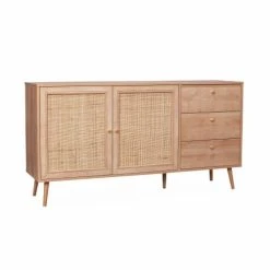 Alice's Garden Buffet De Rangement Naturel En Cannage 150 X 39 X 79cm