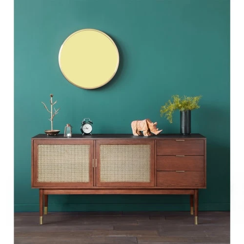 Drawer Buffet Design 2 Portes 3 Tiroirs Bois Et Cannage L170cm Bois Foncé 5 Drawer Buffet Design 2 Portes 3 Tiroirs Bois Et Cannage L170cm Bois Foncé – Image 5