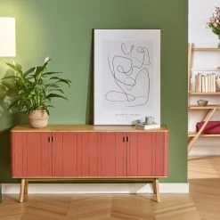 Alternative view of Robin Des Bois Buffet Design 4 Portes L 160 Cm Brique