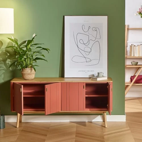 Robin Des Bois Buffet Design 4 Portes L 160 Cm Brique 3 Robin Des Bois Buffet Design 4 Portes L 160 Cm Brique – Image 3