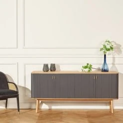 Alternative view of Robin Des Bois Buffet Design 4 Portes L 160 Cm Gris Anthracite