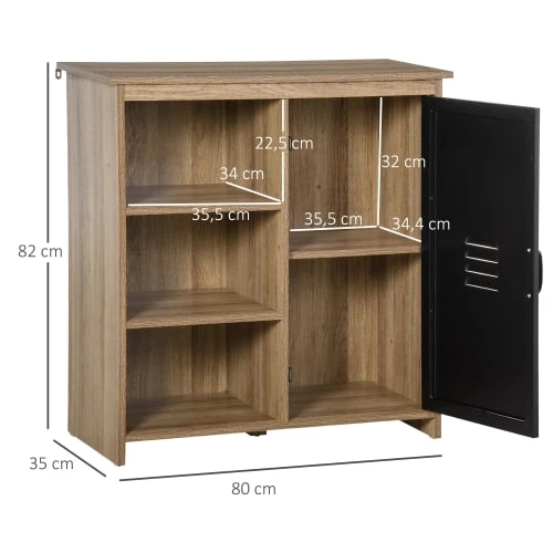 HOMCOM Buffet Design Industriel 3 Niches Placard Aspect Bois Métal Noir 3 HOMCOM Buffet Design Industriel 3 Niches Placard Aspect Bois Métal Noir – Image 3